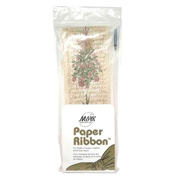 Vintage MPR Paper Ribbon Hanging Herbs 6 Yards Gift Wrap Bow Flowers Garden Cute - Picture 1 of 8